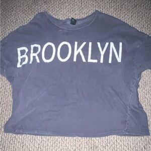 Brooklyn tee shirt, size small could fit medium or be tied, Gray
